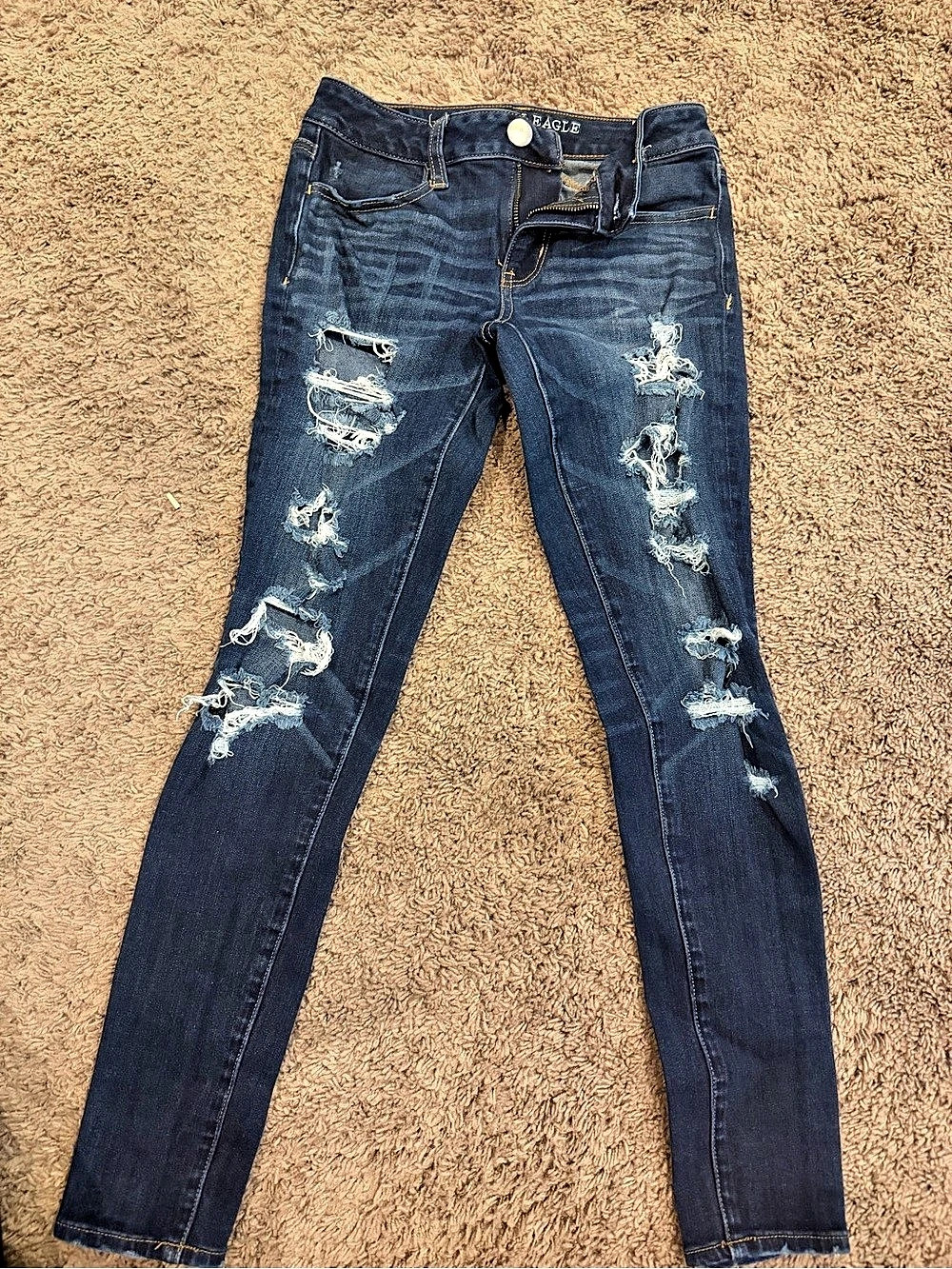 American Eagle Jegging Distressed Skinny Jeans Blue